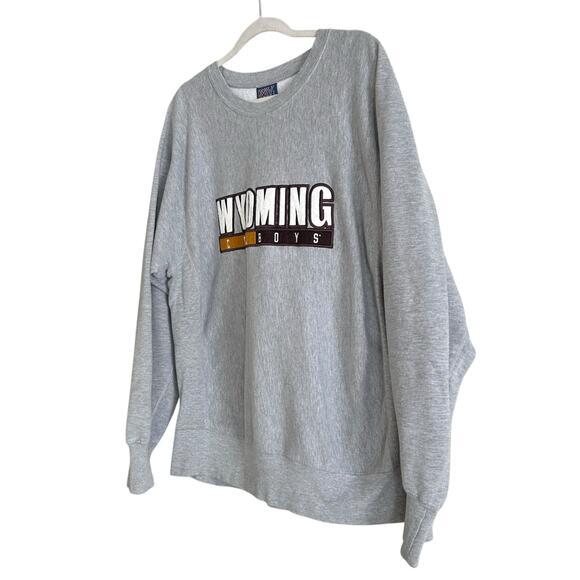 Vintage Wyoming Cowboys MV Sports Gray Crew Neck Sweatshirt Sz Large Collegiate - Picture 16 of 16